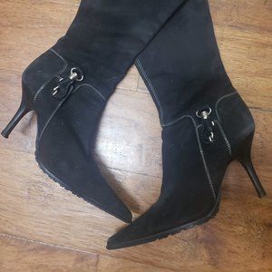 Donald J Pliner Black Suede Stiletto Boots Size 7